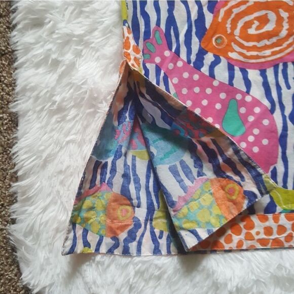 Gretchen Scott Designs Tunic Top Multicolor Fish Tropical Nautical Women’s XS - Picture 4 of 8